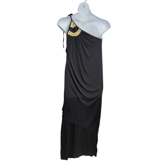 NEW VINTAGE 80s dress Bill Tice Jerry Hall one shoulder black disco dress S - Picture 4 of 10